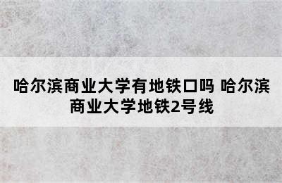 哈尔滨商业大学有地铁口吗 哈尔滨商业大学地铁2号线